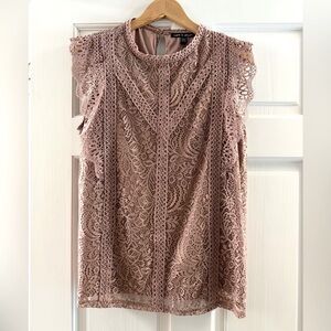 Cable & Gauge Pink Lace Sleeveless Blouse